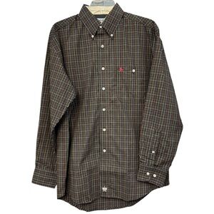 Wrangler PBR Plaid Button Down Shirt Men’s M Western Rodeo Cowboy